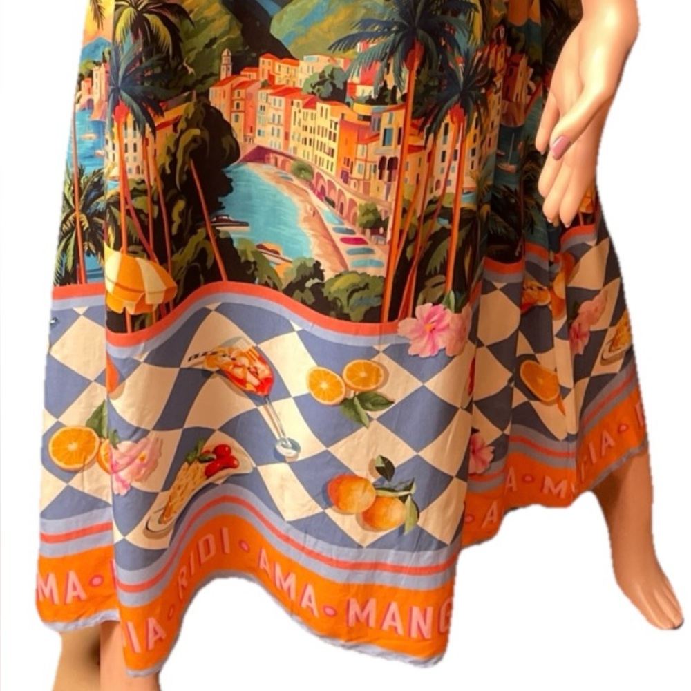 PAPER HEART Australia Fabulous NWOT ITALIAN RIVIERA Print MAXI Sun DRESS Size M - Picture 2 of 15